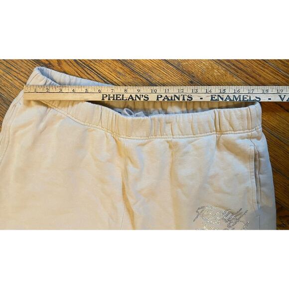 Teddy Fresh Embroidered Roses Rhinestones Thick Joggers Pants Women’s 2XL Beige - Picture 7 of 10